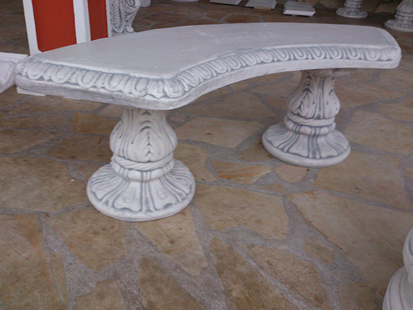 Gartenbank gebogen, Skulptur Steinguss,47 cm Gartendeko, Parkbank